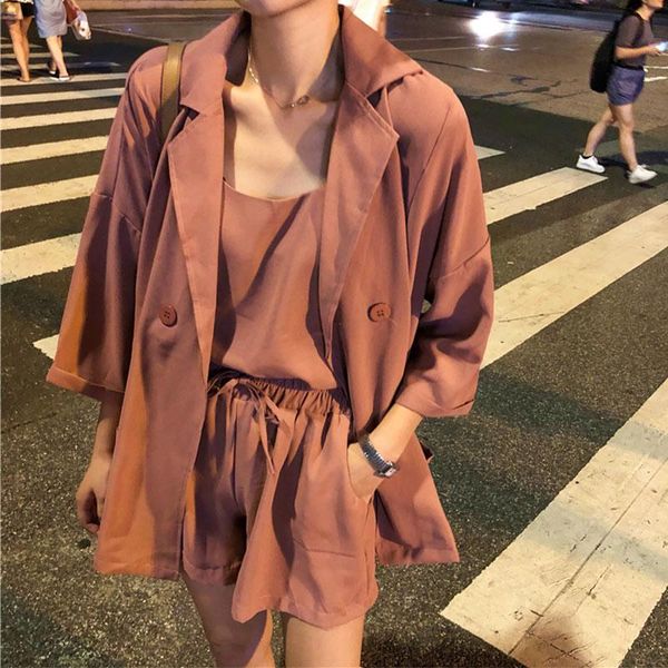 women's two piece pants 3 set women suits long sleeve coats elastic high waist drawstring shorts suit 2021 summer office lady korean so, White
women's two piece pants 3 set women suits long sleeve coats elastic high waist drawstring shorts suit 2021 summer office lady korean so, White