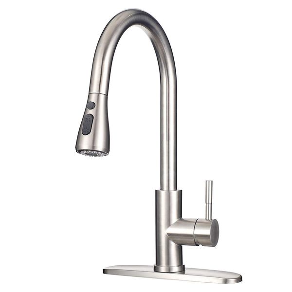 304 stainless steel brushed nickel kitchen pull down faucet with 3 hole cover plate and pull out spryer
304 stainless steel brushed nickel kitchen pull down faucet with 3 hole cover plate and pull out spryer
