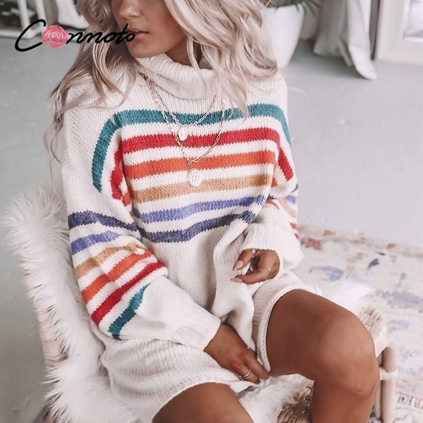 conmoto knitted winter sweater dresses women rainbow turtle harajuku stripe dresses high fashion loose dress vestidos 201027, Black;gray
conmoto knitted winter sweater dresses women rainbow turtle harajuku stripe dresses high fashion loose dress vestidos 201027, Black;gray