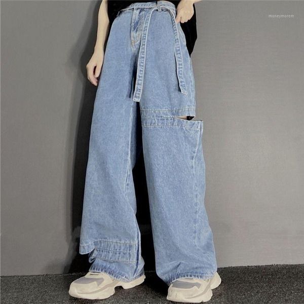 women's jeans high street hole women splice zip wide leg trousers hip-hop cotton loose retro removable womens denim pants 1, Blue
women's jeans high street hole women splice zip wide leg trousers hip-hop cotton loose retro removable womens denim pants 1, Blue