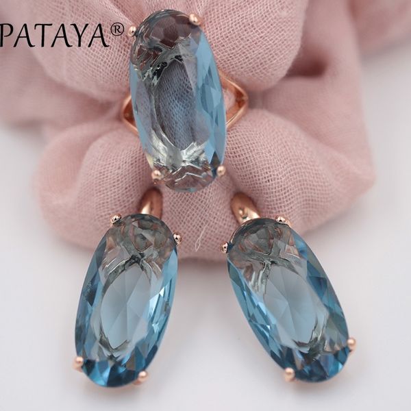 pataya new fine jewelry set for women fashion wedding noble 585 rose gold oval artificial cubic zircon blue earrings rings sets 201222, Slivery;crystal
pataya new fine jewelry set for women fashion wedding noble 585 rose gold oval artificial cubic zircon blue earrings rings sets 201222, Slivery;crystal