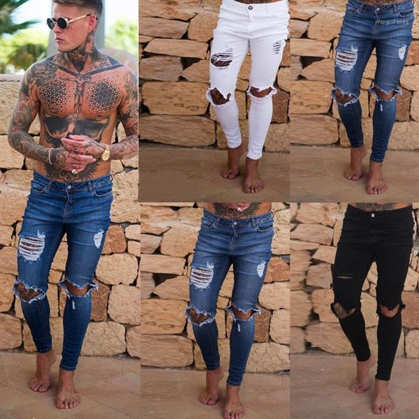 men's ripped freyed slim fit denim jeans motorcycle holes zipper streetwear pants high street skinny pencil jeans fashion yl51, Blue
men's ripped freyed slim fit denim jeans motorcycle holes zipper streetwear pants high street skinny pencil jeans fashion yl51, Blue