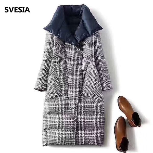 double sided women's down jacket long winter turtleneck white duck down coat female double breasted plus size warm plaid parkas t200107, Black
double sided women's down jacket long winter turtleneck white duck down coat female double breasted plus size warm plaid parkas t200107, Black