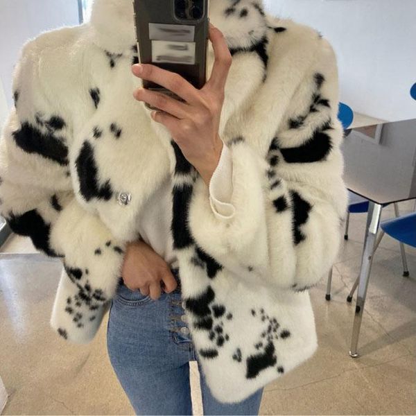 women's fur & faux women 2021 winter fashion cow pattern short coat elegant thick warm outerwear fake jacket chaquetas mujer a117, Black
women's fur & faux women 2021 winter fashion cow pattern short coat elegant thick warm outerwear fake jacket chaquetas mujer a117, Black