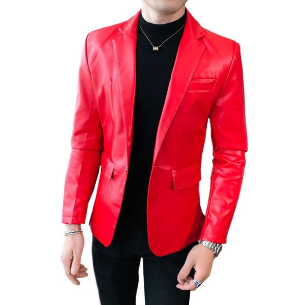 men's suits & blazers red terno masculino, spring autumn men jacket, pure color artificial leather fabric slim suit blazer coat white b, White;black
men's suits & blazers red terno masculino, spring autumn men jacket, pure color artificial leather fabric slim suit blazer coat white b, White;black