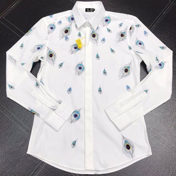 men's feather-print 100% cotton long-sleeved business casual shirt| 219109626 nkts, White;black
men's feather-print 100% cotton long-sleeved business casual shirt| 219109626 nkts, White;black