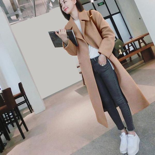 autumn and winter new women's korean slim was thin woolen coat pure color long-sleeved temperament long section casual jacket, Black
autumn and winter new women's korean slim was thin woolen coat pure color long-sleeved temperament long section casual jacket, Black