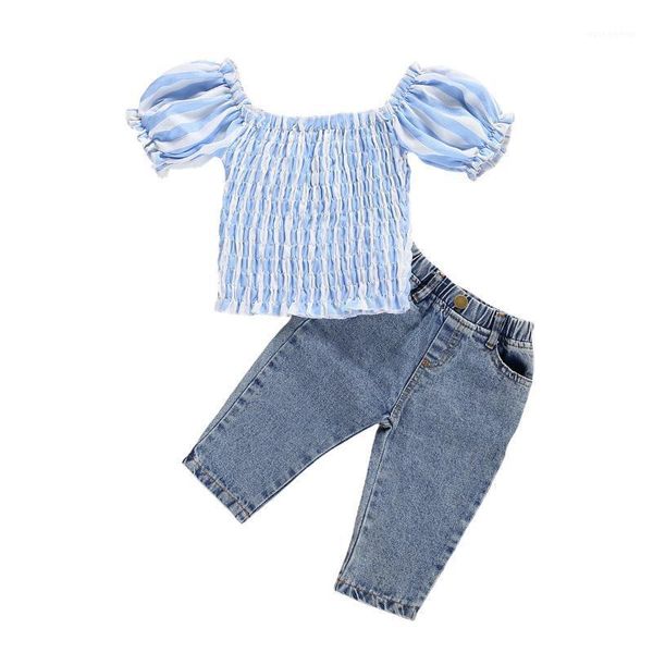1-6years 2pcs infant kids baby suit set striped u-neck short sleeve elastic shirt solid color jeans for girls, blue1, White
1-6years 2pcs infant kids baby suit set striped u-neck short sleeve elastic shirt solid color jeans for girls, blue1, White