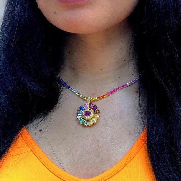 16" 4mm rainbow cz tennis chain rotatable flower pendant necklace 2020 summer fashion women jewelry 0927, Silver
16" 4mm rainbow cz tennis chain rotatable flower pendant necklace 2020 summer fashion women jewelry 0927, Silver