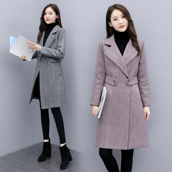 women's wool & blends autumn winter office lady woolen coat women clothing fashion wild mid long outerwear high-grade elegant woole fem, Black
women's wool & blends autumn winter office lady woolen coat women clothing fashion wild mid long outerwear high-grade elegant woole fem, Black