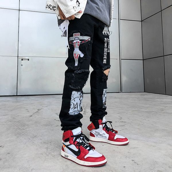 street hiphop cloth hole and jeans black jeans men's korean style fashion slim fit straight leg pants zymdk, Blue
street hiphop cloth hole and jeans black jeans men's korean style fashion slim fit straight leg pants zymdk, Blue