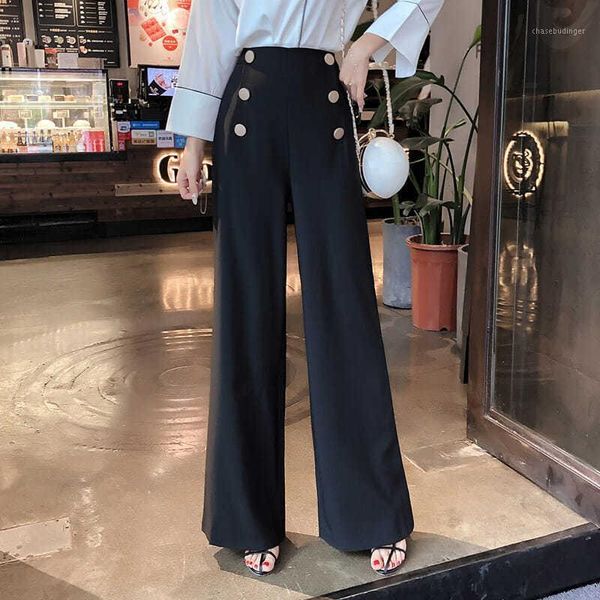 2021 women autumn winter vintage button suit pants lady loose high waist wide leg pant female casual solid straight trouser d2601, Black;white
2021 women autumn winter vintage button suit pants lady loose high waist wide leg pant female casual solid straight trouser d2601, Black;white