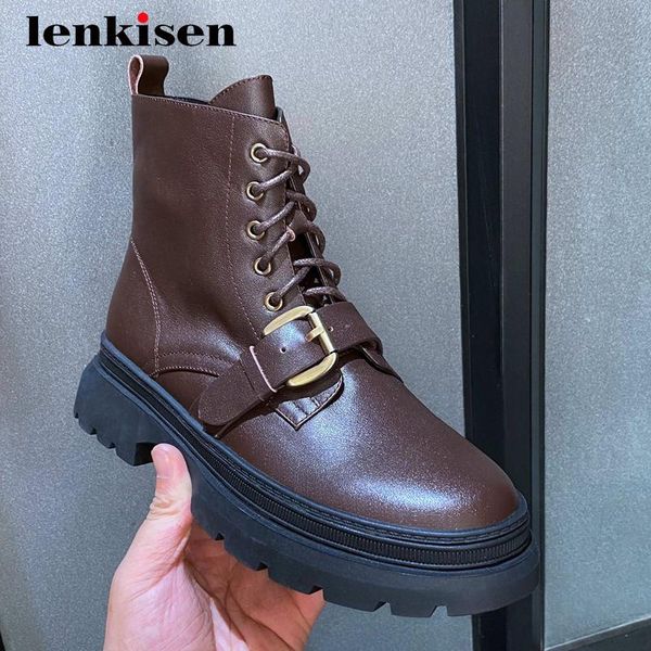 boots lenkisen short real cow leather buckle decorations punk coolest round toe thick med heel zipper young lady ankle l11, Black
boots lenkisen short real cow leather buckle decorations punk coolest round toe thick med heel zipper young lady ankle l11, Black
