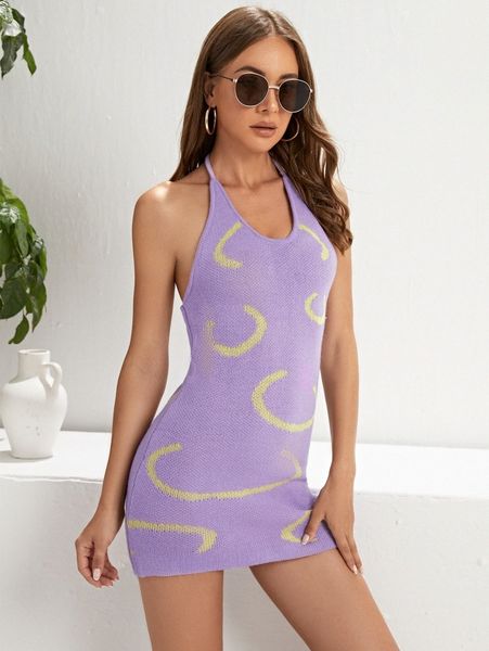 halterneck backless graphic pattern sweater dress g1ay#, Black;gray
halterneck backless graphic pattern sweater dress g1ay#, Black;gray