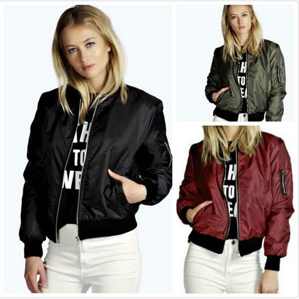 womens ladies classic bomber jacket vintage zipper up biker coat female basic coats black red army green casaco, Black;brown
womens ladies classic bomber jacket vintage zipper up biker coat female basic coats black red army green casaco, Black;brown