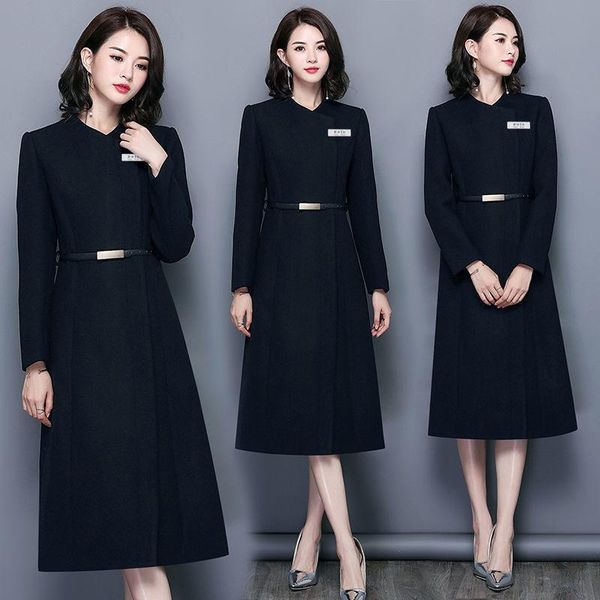 women's wool & blends long female woolen cloth clothing coat coat qiu dong with thick stewardess uniform tooling, Black
women's wool & blends long female woolen cloth clothing coat coat qiu dong with thick stewardess uniform tooling, Black