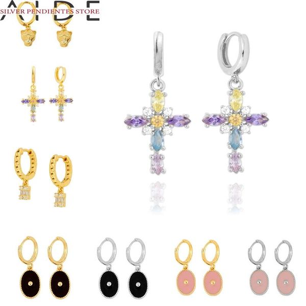 AIDE Luxury 925 Sterling Silver Color Diamond Cross Earrings Women INS Cute Pink Pendant Earrings Jewelry Pendientes Mujer
AIDE Luxury 925 Sterling Silver Color Diamond Cross Earrings Women INS Cute Pink Pendant Earrings Jewelry Pendientes Mujer