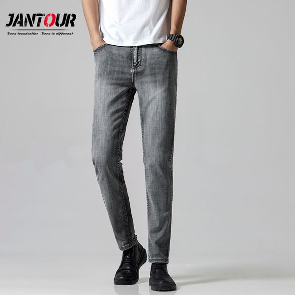 jantour brand men's straight fit jeans fashion business classic style stretch jeans denim pants casual trousers male gray q0105, Black;white
jantour brand men's straight fit jeans fashion business classic style stretch jeans denim pants casual trousers male gray q0105, Black;white