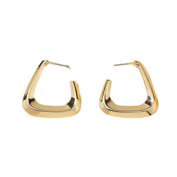 2021 new trendy ins gold hammered metal geometric minimalist minimalism hoop earrings korean fashion chic women party jewelry, Golden;silver