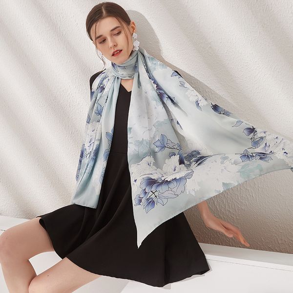 2020 fashion shawls and wraps long kerchief silk neck scarf for women floral print hijab scarfs female 185cm*85cm luxury scarves, Blue;gray
2020 fashion shawls and wraps long kerchief silk neck scarf for women floral print hijab scarfs female 185cm*85cm luxury scarves, Blue;gray