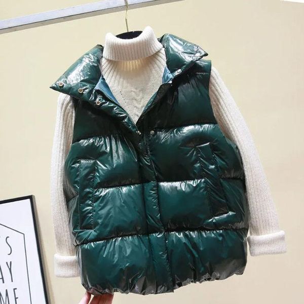 women's vests 2021 autumn winter women vest short shiny waistcoat jacket loose padded coat lady clothing, Black;white
women's vests 2021 autumn winter women vest short shiny waistcoat jacket loose padded coat lady clothing, Black;white