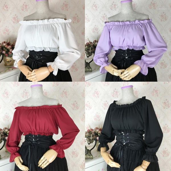 woman medieval lolita kawaii off shoulder chiffon party cosplay costumes princess short/long sleeve blouse bc1121, White
woman medieval lolita kawaii off shoulder chiffon party cosplay costumes princess short/long sleeve blouse bc1121, White