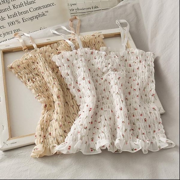 women ruffles print small flower chiffon cropped girls sweet chic tee shirts camis crop for female 2021, White
women ruffles print small flower chiffon cropped girls sweet chic tee shirts camis crop for female 2021, White