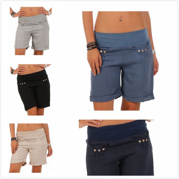 2019 new summer button pocket elastic band solid curled waist casual shorts for women, White;black
2019 new summer button pocket elastic band solid curled waist casual shorts for women, White;black