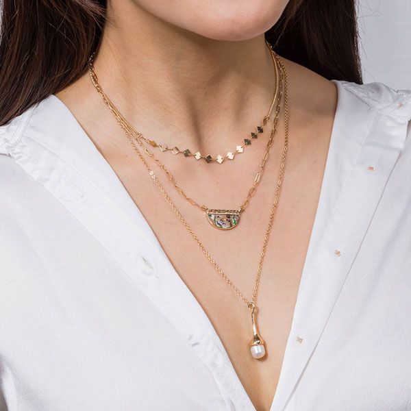 s1820 fashion jewelry multi-layer necklace pearl abalone shell pendant necklace, Silver
s1820 fashion jewelry multi-layer necklace pearl abalone shell pendant necklace, Silver