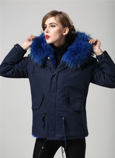 short style meifeng brand royal blue raccoon fur trim furs women wam coats royal blue rabbit fur lining navy blue mini parkas, Black
short style meifeng brand royal blue raccoon fur trim furs women wam coats royal blue rabbit fur lining navy blue mini parkas, Black