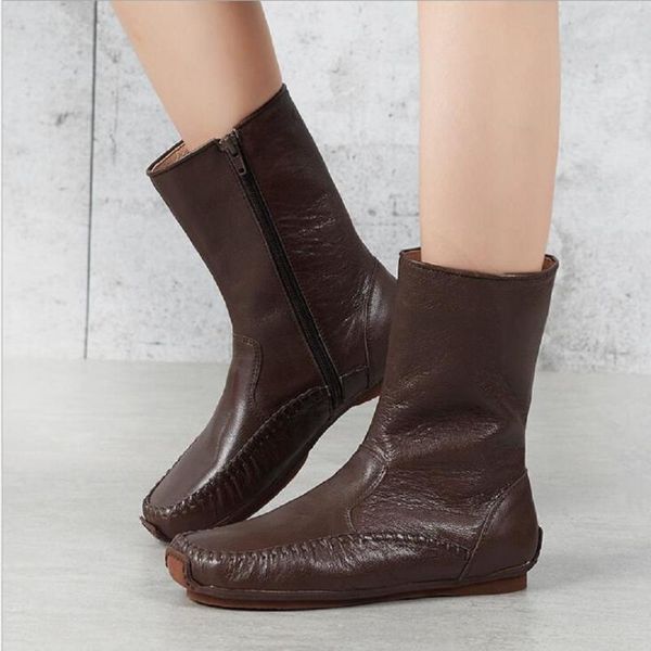 boots korean style spring autumn retro wedges full grain leather women half equestrian winter plush ladies mid-calf botas 20, Black
boots korean style spring autumn retro wedges full grain leather women half equestrian winter plush ladies mid-calf botas 20, Black