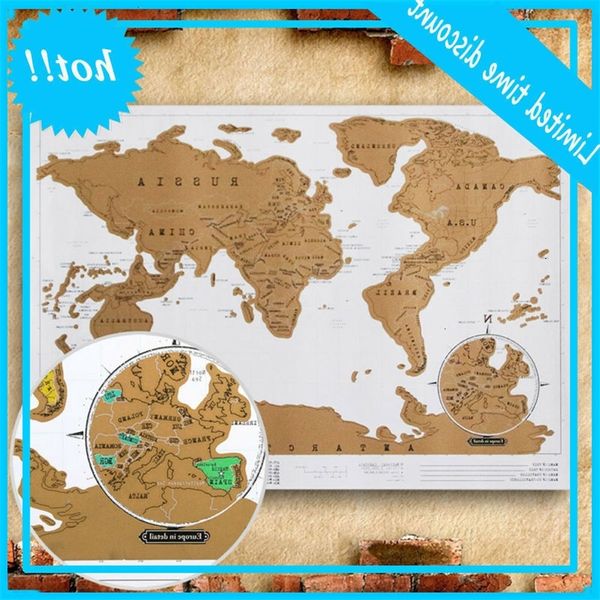 

deluxe travel edition scratch off world map customized journal log home wall decor diy room art poster 88*52cm