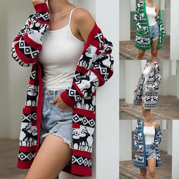 women christmas print cardigan knitted sweater long-length sweater loose long sleeve 2020 winter fashion ladies, White
women christmas print cardigan knitted sweater long-length sweater loose long sleeve 2020 winter fashion ladies, White