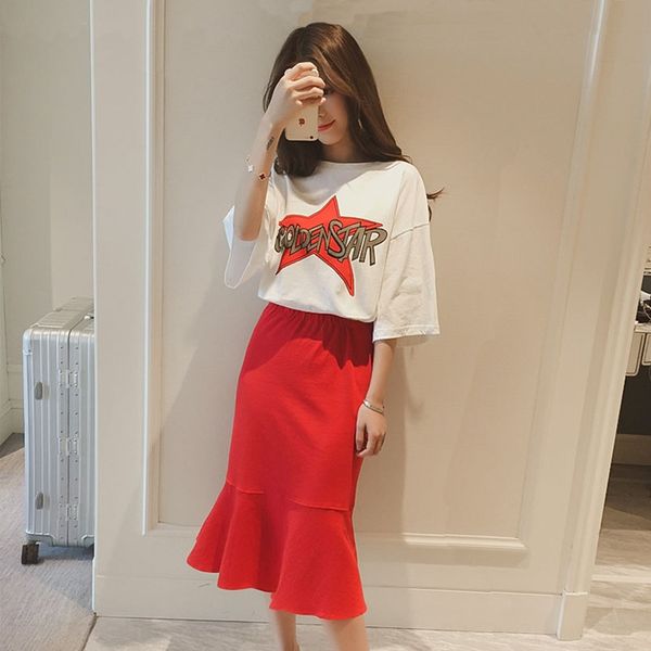 spring and summer skirt long skirtt-shirt long skirt2020 korean letter short sleeve t-shirt casual suit women's ruffle mid length skirt, Gray
spring and summer skirt long skirtt-shirt long skirt2020 korean letter short sleeve t-shirt casual suit women's ruffle mid length skirt, Gray