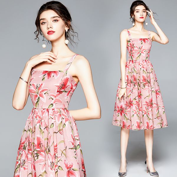 summer tender slim pink flower printted big swing elegant beach bohemia sling party women summer dress, White;pink
summer tender slim pink flower printted big swing elegant beach bohemia sling party women summer dress, White;pink