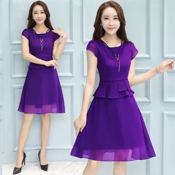 chiffton short sleeve o-neck knee-length a-line simple wine red black purple blue plus size slim summer cocktail dresses party
chiffton short sleeve o-neck knee-length a-line simple wine red black purple blue plus size slim summer cocktail dresses party