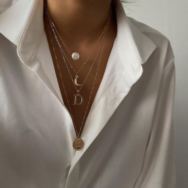 drop shipping multilayer beads chain imitation pearl necklace women vintage coin moon letter d charm pendants necklaces, Silver
drop shipping multilayer beads chain imitation pearl necklace women vintage coin moon letter d charm pendants necklaces, Silver