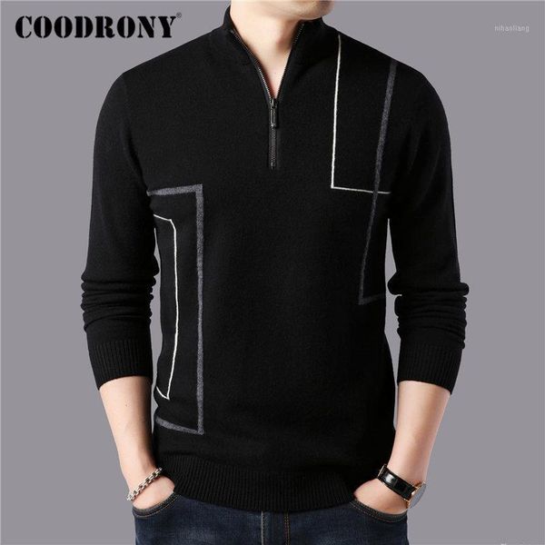 men's sweaters coodrony brand sweater men winter thick warm zipper turtleneck merino wool pullover fashion striped pull male 930341, White;black
men's sweaters coodrony brand sweater men winter thick warm zipper turtleneck merino wool pullover fashion striped pull male 930341, White;black