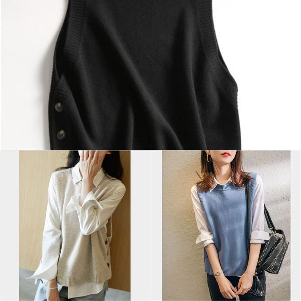 autumn and winter round neck sweater vest korean style solid color loose sweater vest women's large size sleeveless waistcoat fhpfj, White;black
autumn and winter round neck sweater vest korean style solid color loose sweater vest women's large size sleeveless waistcoat fhpfj, White;black