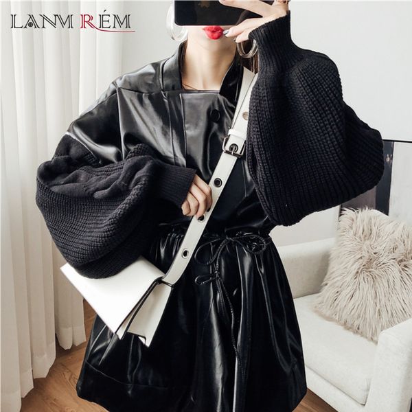 lanmrem large size oversize pu leather jackets for women autumn new patchwork knits lantern sleeves drawstring clothes wb67801x1016, Black;brown
lanmrem large size oversize pu leather jackets for women autumn new patchwork knits lantern sleeves drawstring clothes wb67801x1016, Black;brown
