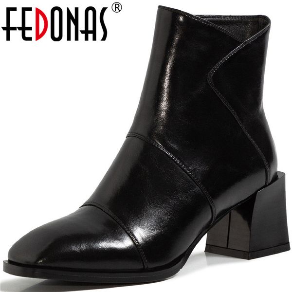 fedonas elegant ankle for women side zipper genuine leather high boots 2020 autumn winter wedding shoes woman heels 1026, Black
fedonas elegant ankle for women side zipper genuine leather high boots 2020 autumn winter wedding shoes woman heels 1026, Black