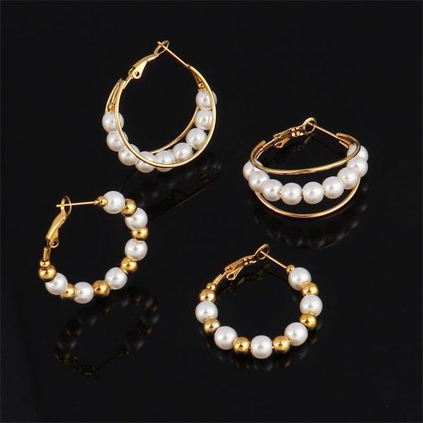 Punk Big Earrings Pearl Earrings Gold Stainless Steel For Women 2021 Gold Hoops Pearl Charm, Golden;silver
Punk Big Earrings Pearl Earrings Gold Stainless Steel For Women 2021 Gold Hoops Pearl Charm, Golden;silver