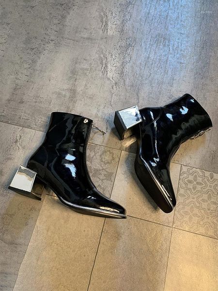 women's shoes square toe short boots 2021 autumn and winter new fashion casual thick heel zipper motorcycle boots1, Black
women's shoes square toe short boots 2021 autumn and winter new fashion casual thick heel zipper motorcycle boots1, Black