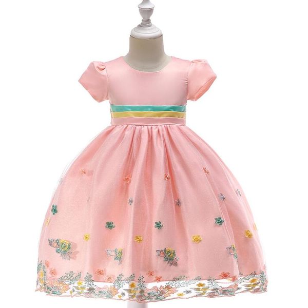 2020 new children's bright color gauze dress big children embroidered short sleeve jacquard dress kids party princess costume, Red;yellow
2020 new children's bright color gauze dress big children embroidered short sleeve jacquard dress kids party princess costume, Red;yellow