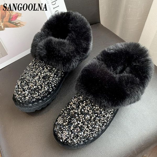 women plush sequined snow boots flat cotton shoes plus velvet low autumn winter shoes women botas mujer para nieve, Black
women plush sequined snow boots flat cotton shoes plus velvet low autumn winter shoes women botas mujer para nieve, Black