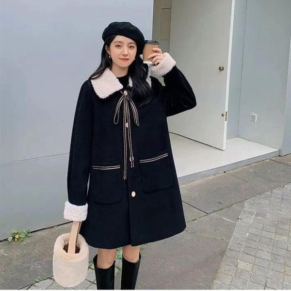 winter warm fashion ladies woolen overcoat women's lamb ff single breasted coat plus size long coats female outerwear, Black
winter warm fashion ladies woolen overcoat women's lamb ff single breasted coat plus size long coats female outerwear, Black