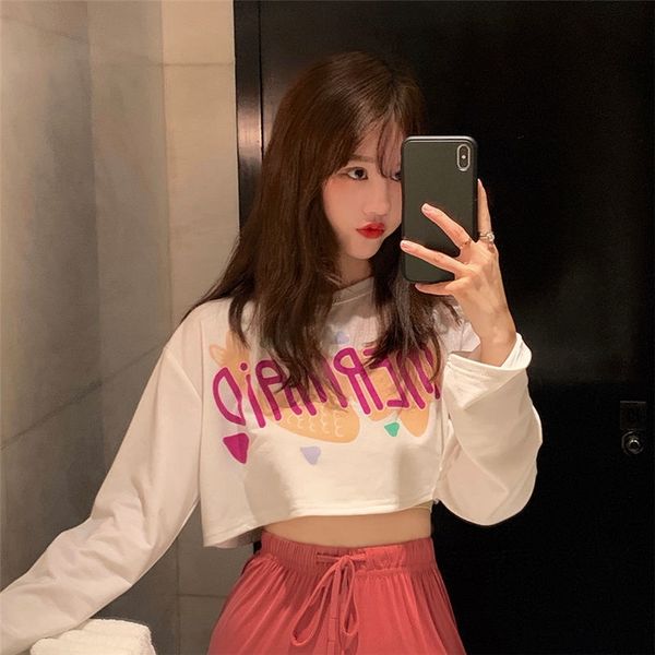 j5eir screen 2020 new alphabet print women red high screen coat waist long sleeve navel exposed short for autumn long sleeve t-shirt, White
j5eir screen 2020 new alphabet print women red high screen coat waist long sleeve navel exposed short for autumn long sleeve t-shirt, White