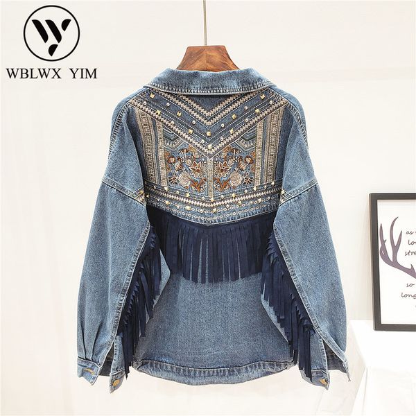 autumn jeans jacket women fashion embroidery rivet tassel long sleeve denim jacket female spring harajuku loose jeans coatx1016, Black;brown
autumn jeans jacket women fashion embroidery rivet tassel long sleeve denim jacket female spring harajuku loose jeans coatx1016, Black;brown