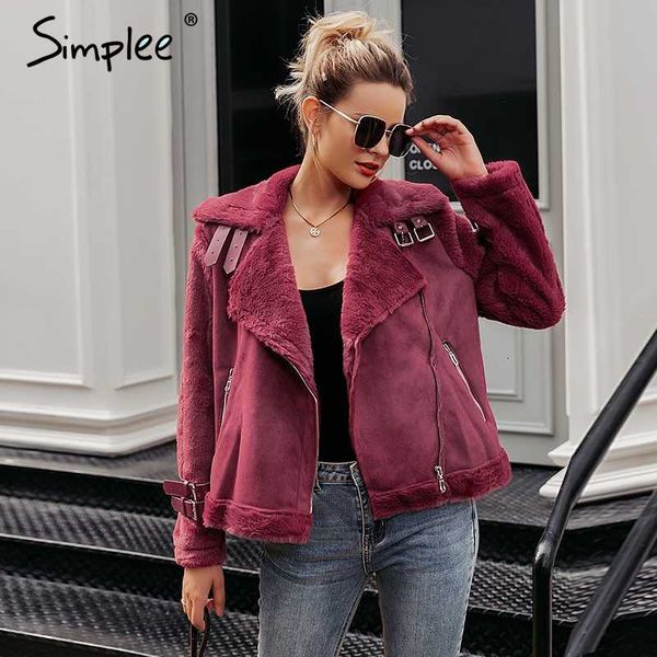simplee faux leather suede lamb fur jacket coat women moto zipper suede jacket female overcoat casual turn-down winter coat t200915, Black
simplee faux leather suede lamb fur jacket coat women moto zipper suede jacket female overcoat casual turn-down winter coat t200915, Black