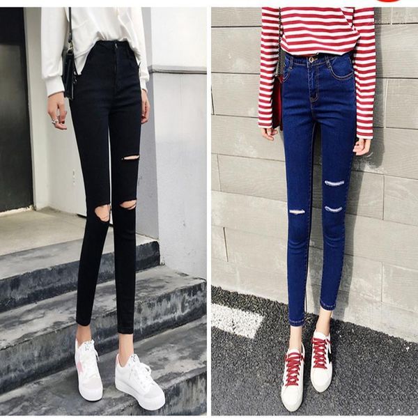 women's jeans black skinny hole women spring 2021 korean style version was thin high waist elastic tight feet nine pants 2471, Blue
women's jeans black skinny hole women spring 2021 korean style version was thin high waist elastic tight feet nine pants 2471, Blue